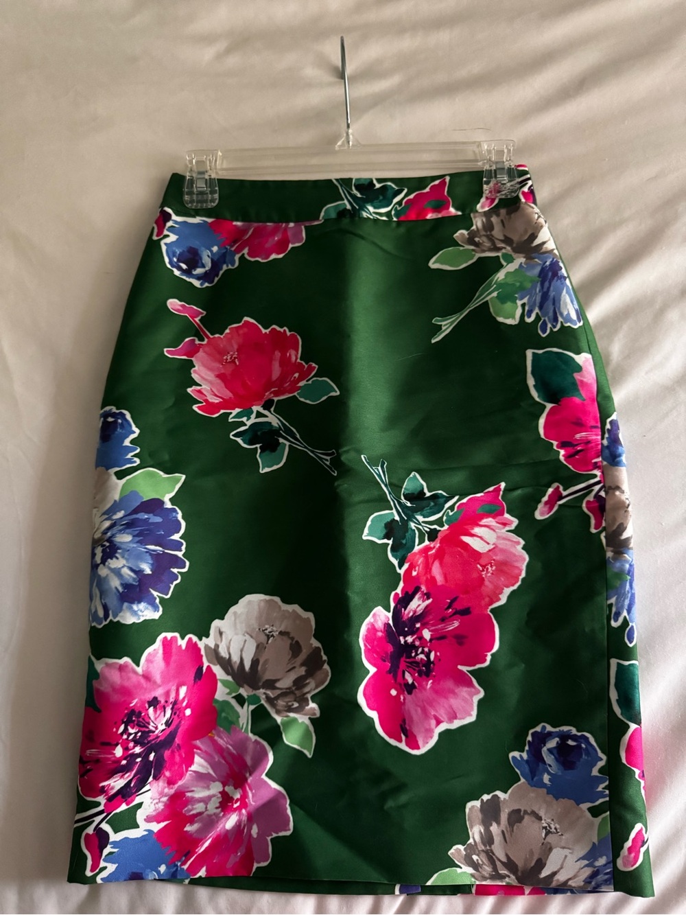 Kate Spade Floral Pencil Skirt in Dark Green with Pink & Blue Blooms